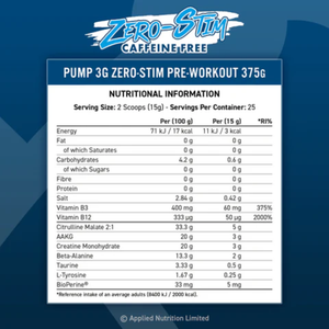 Applied Nutrition Pump 3G Zero Stim Caffeine Free 50 Scoops image 1