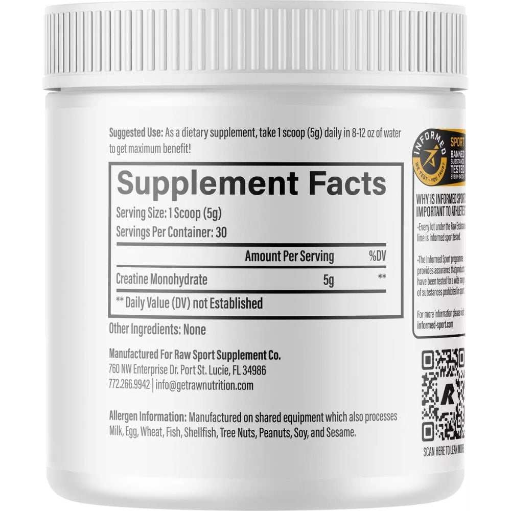 Raw Nutrition Unflavoured Creatine 30 Servings