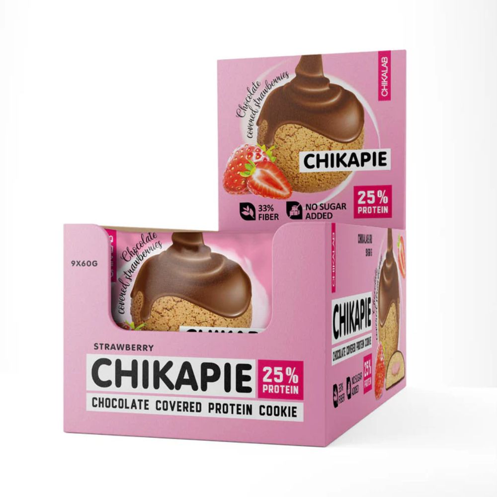 CHIKALAB Chocolate covered protein cookie with filling 60g (BOX) image 0
