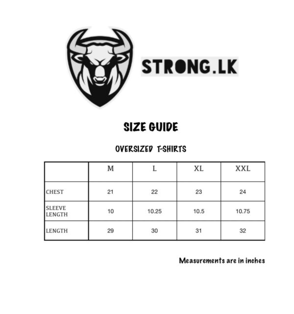 Oversized T shirt size chart